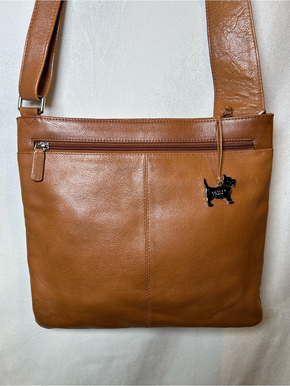 Radley London Tan Leather Shoulder Bag Crossbody Purse Scottie Dog